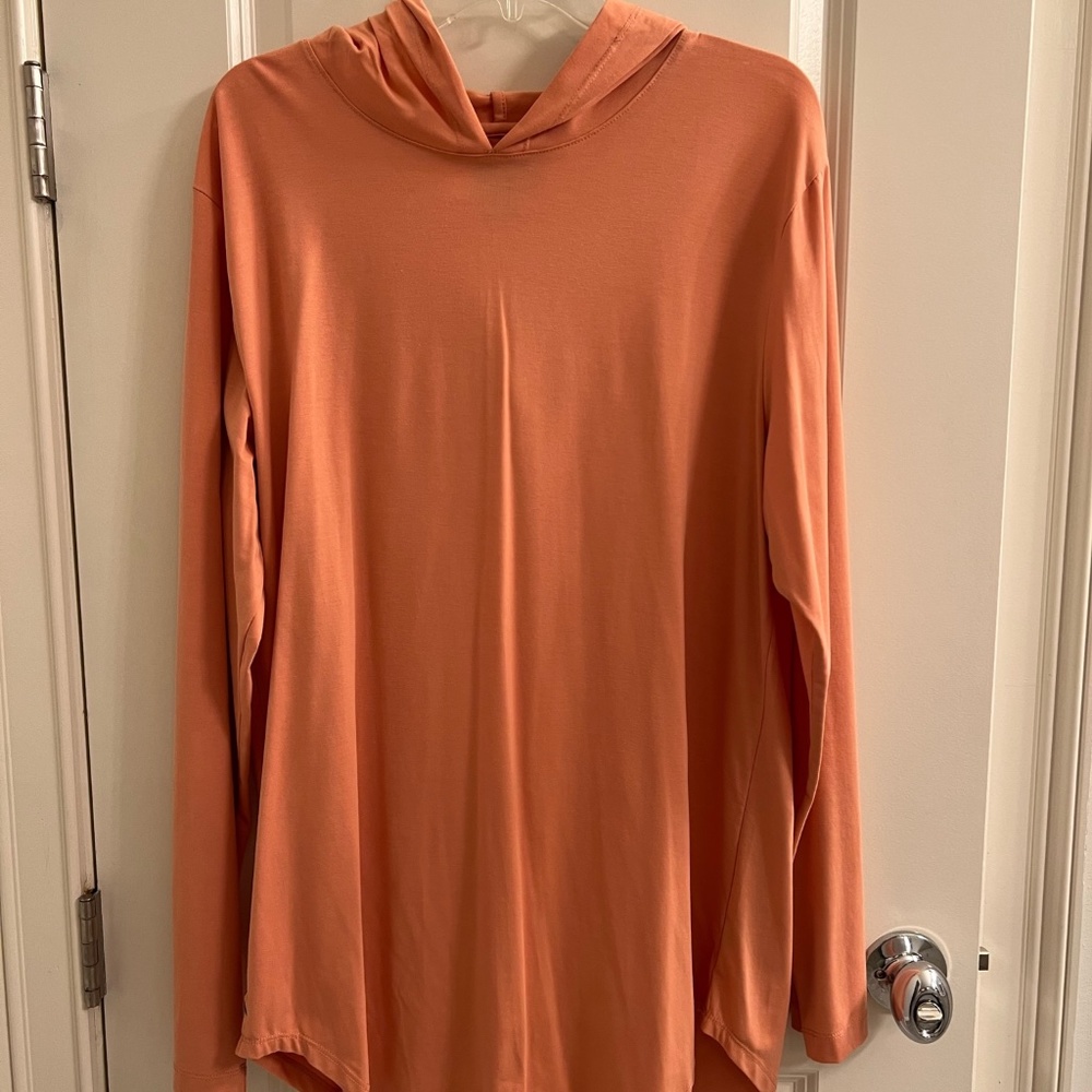 Cuts Clothing Elongated Long Sleeve AO Hooded T-Shirt, Size XXL, in Orange
